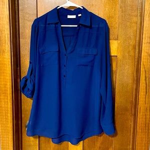 New York and Company Long Sleeve Blue Shirt - Size XL